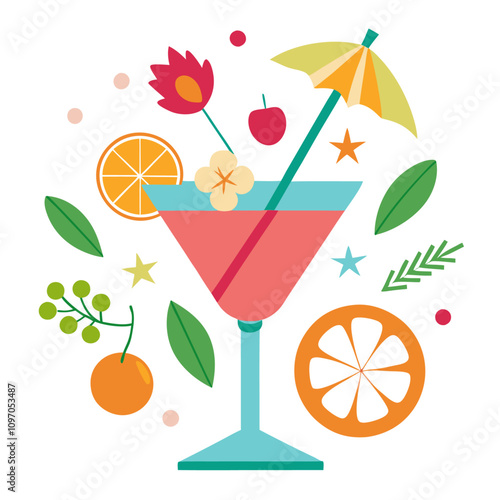 cocktail decoration clipart cartoon Illustration drawing