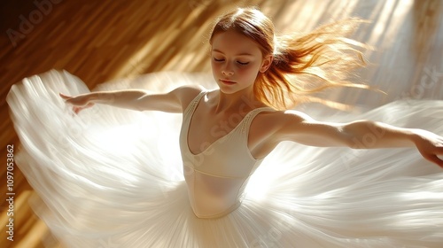 Ballet dance performance by young dancer studio photography natural light close-up graceful movement