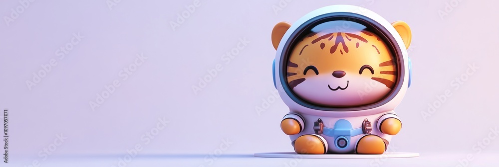 A cute tiger character in a space suit, designed for playful and imaginative themes. A cute tiger character in a space suit, designed for playful and imaginative themes.