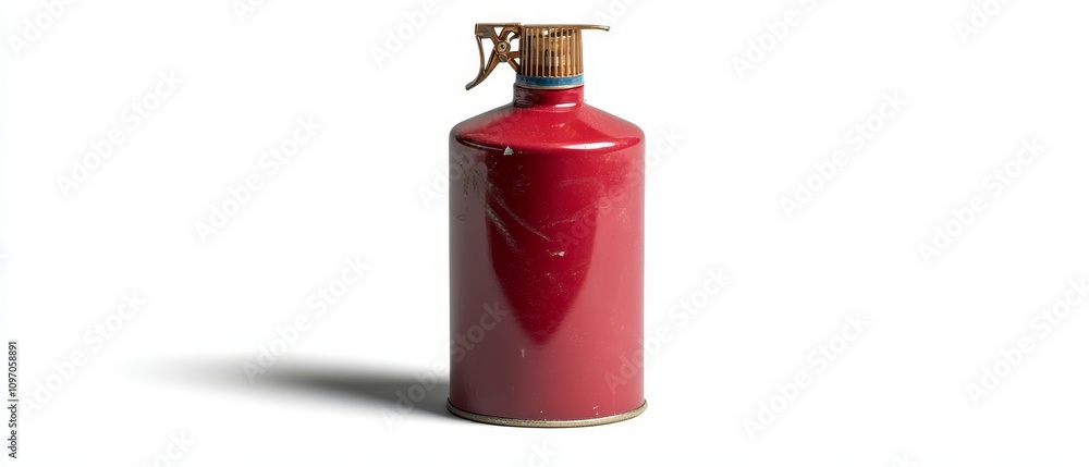 Red spray bottle with nozzle, isolated on white background Red spray bottle with nozzle, isolated on white background
