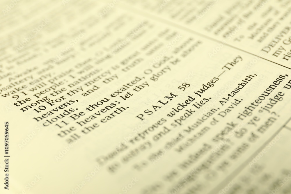 Open Holy Bible in English language as background, closeup Open Holy Bible in English language as background, closeup