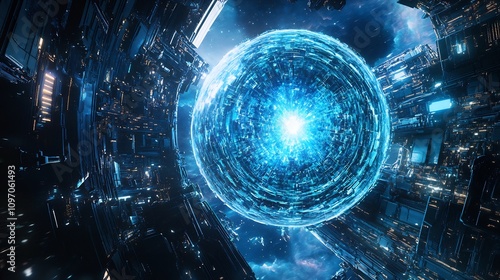 Hyperadvanced Dyson Sphere constructed around a pulsar utilized by a Type II civilization on the Kardashev Scale to harness the pulsars rotational energy depicted with quantumdriven AI systems photo