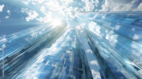 Futuristic skyscrapers urban cities blending sleek glass designs with innovative structural engineering