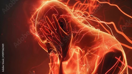 Nerve Pain Nuisance: The Sharp Shooting Pain and Tingling Sensation - Picture a person wincing in pain, with lines indicating nerve pathways, highlighting the sharp, shooting pain and tingling