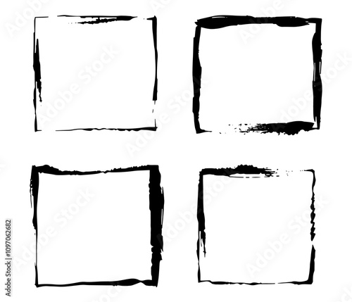 Set Grunge Frame for your text, Frame, Frame with splashes, Grunge frame brush square border vector stroke paint