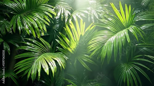 Colorful summer tropical palm leaves with copyspace, trendy summer jungle style floral green pattern background, colors botanical tropical leaves ,sun light and shadows.