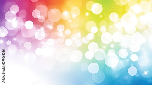 Abstract textured background with vibrant rainbow bokeh lights and shimmering glitter sparkles