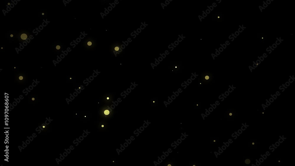 Yellow bokeh lights and flying particles creating a dynamic looping motion overlay Yellow bokeh lights and flying particles creating a dynamic looping motion overlay