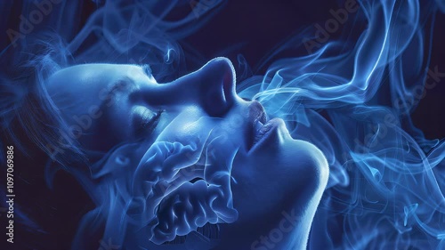 Sleep Apnea: The Loud Snoring and Daytime Sleepiness - Imagine a person with highlighted airways showing obstruction, experiencing loud snoring and daytime sleepiness