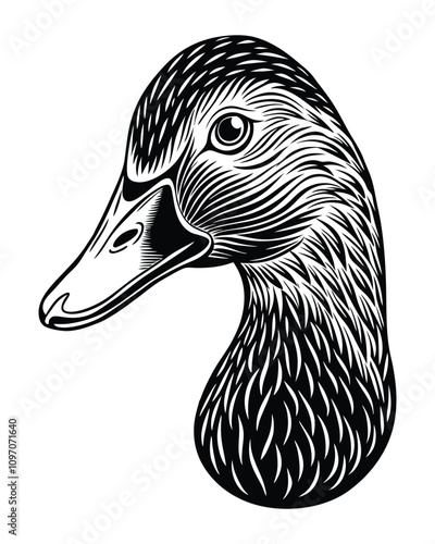duck head black silhouette isolated vector art illustration with white background