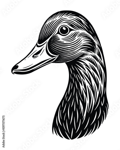 duck head black silhouette isolated vector art illustration with white background