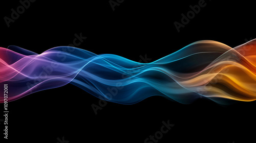 Smooth elegant gradient light wave flowing on a black background, perfect for modern and futuristic designs