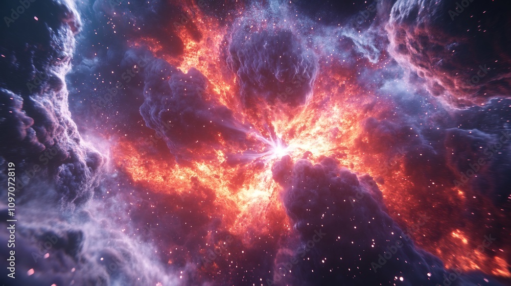 Hyperrealistic depiction of an AIcontrolled simulation exploring the role of supernovae in a Type II civilization's energy grid visualized with detailed cosmic engineering Hyperrealistic depiction of an AIcontrolled simulation exploring the role of supernovae in a Type II civilization's energy grid visualized with detailed cosmic engineering