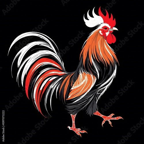 Majestic Rooster: A Vibrant Artistic Rendering photo