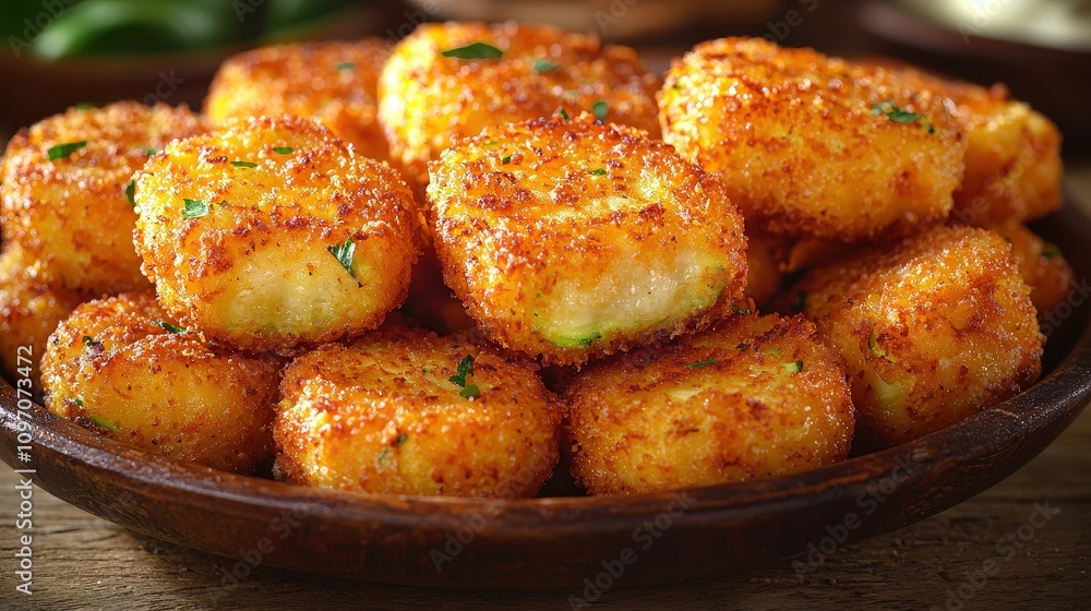 Crispy golden croquettes: delicious fried potato bites with herbs Crispy golden croquettes: delicious fried potato bites with herbs
