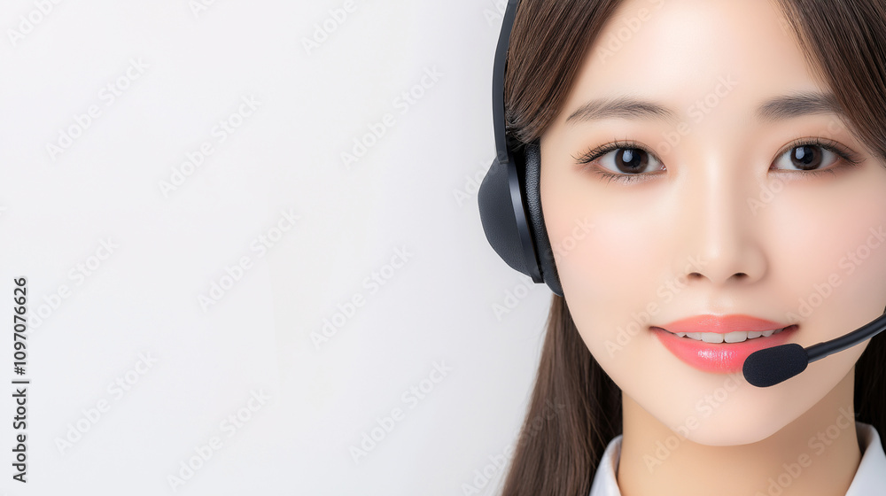 Customer Service Agent Woman Headset Support Help Online Call Center Communication Technology Copy Space for Text Customer Service Agent Woman Headset Support Help Online Call Center Communication Technology Copy Space for Text
