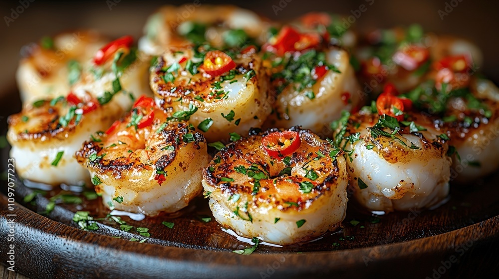 Delicious seared shrimp with garlic and herbs – culinary delight and perfect seafood dish Delicious seared shrimp with garlic and herbs – culinary delight and perfect seafood dish