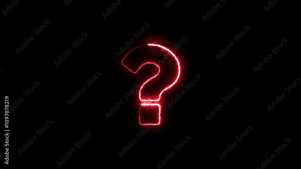 Question mark icon, problem sign icon. neon line question mark animation on black background. Question mark icon, problem sign icon. neon line question mark animation on black background.
