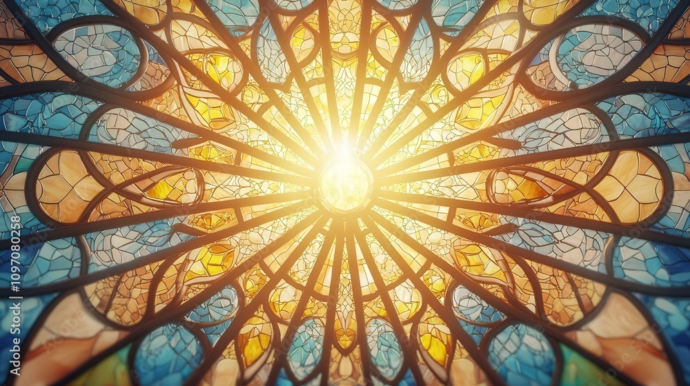 Sunlight streaming through stained glass windows Sunlight streaming through stained glass windows