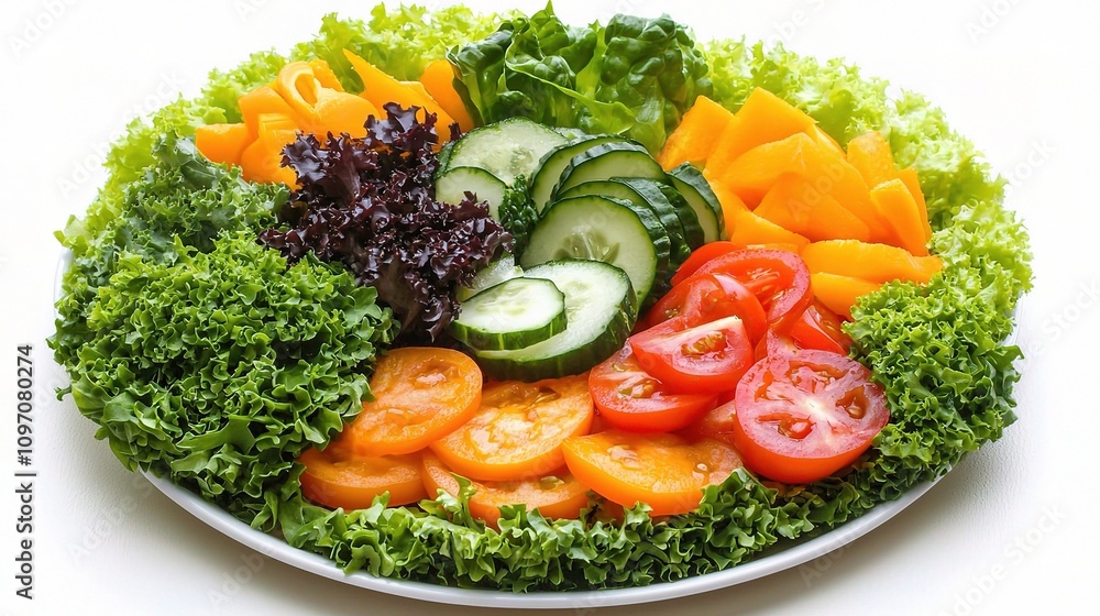 Colorful and Fresh Healthy Salad Plate with Mixed Vegetables Colorful and Fresh Healthy Salad Plate with Mixed Vegetables