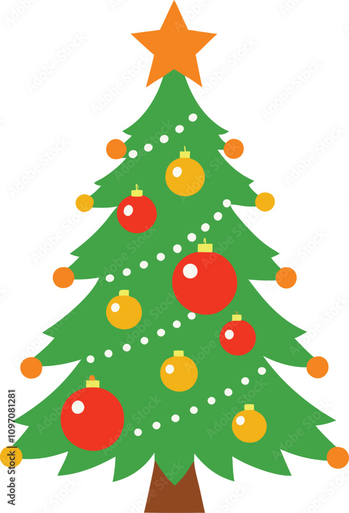 Fototapeta premium Christmas tree vector art illustration