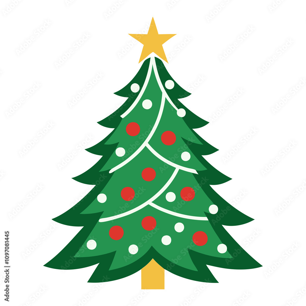 Fototapeta premium Christmas tree vector art illustration