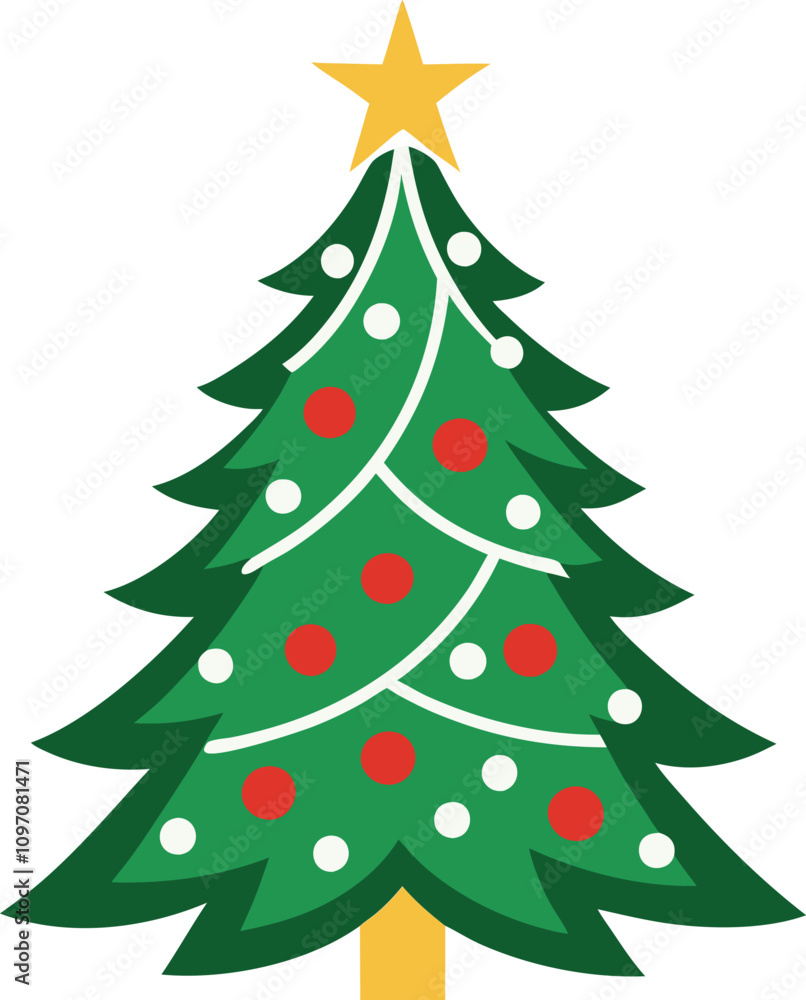 Fototapeta premium Christmas tree vector art illustration
