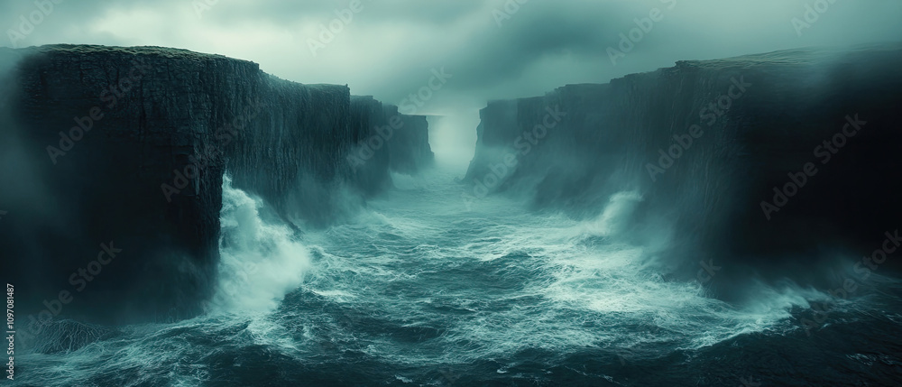Fototapeta premium Dramatic Coastal Cliffs and Turbulent Sea