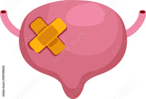 Bladder disease illustration. Urinary tract infection. Bladder cancer. Bladder stones. Bladder inconvenience.