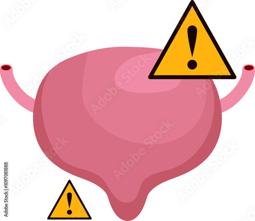 Bladder disease illustration. Urinary tract infection. Bladder cancer. Bladder stones. Bladder inconvenience.