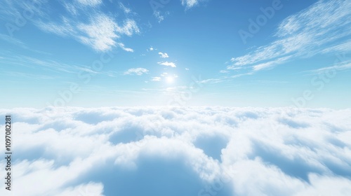 White clouds stretching across a deep blue sky, creating a peaceful and open ambiance