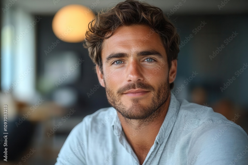 millennial businessman exuding confidence in a casual shirt, posing for a headshot profile picture, showcasing modern professionalism and approachable charm millennial businessman exuding confidence in a casual shirt, posing for a headshot profile picture, showcasing modern professionalism and approachable charm