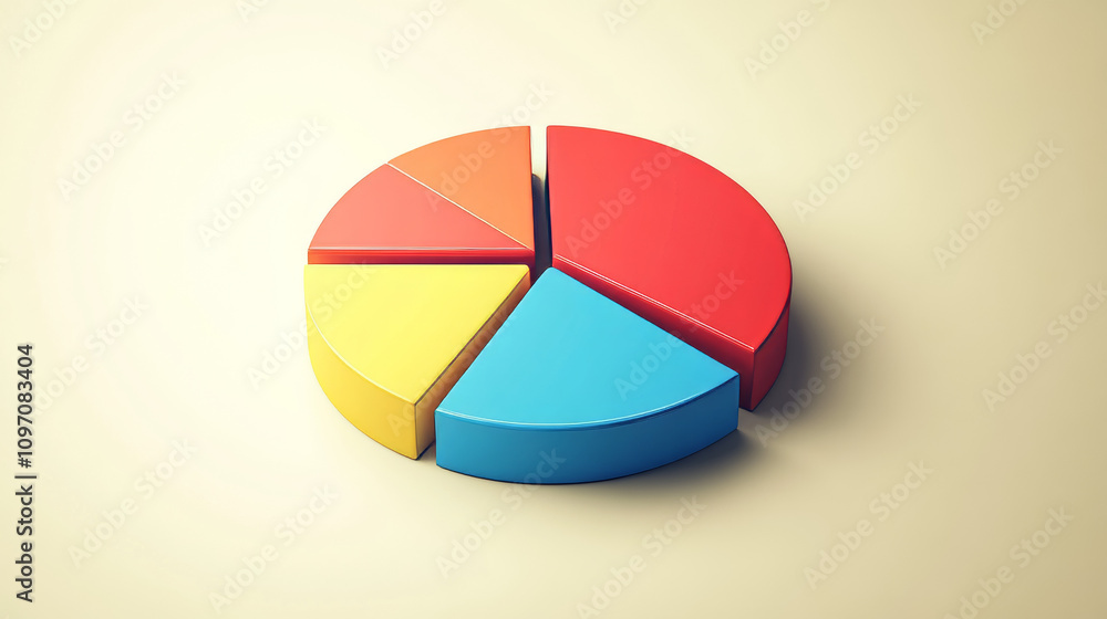 Fototapeta premium A simple pie chart graphic, perfect for showing data in business or finance. It's a modern, geometric design.