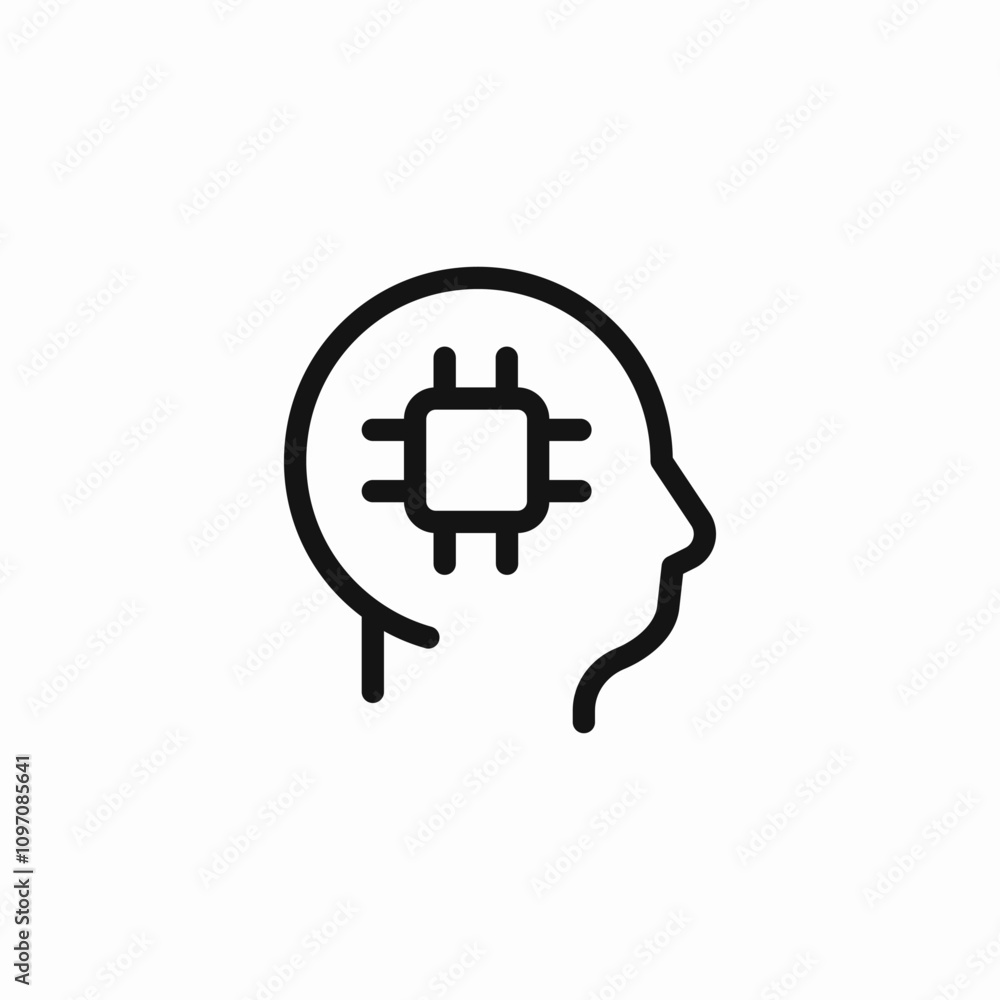 head cpu processor icon sign vector head cpu processor icon sign vector
