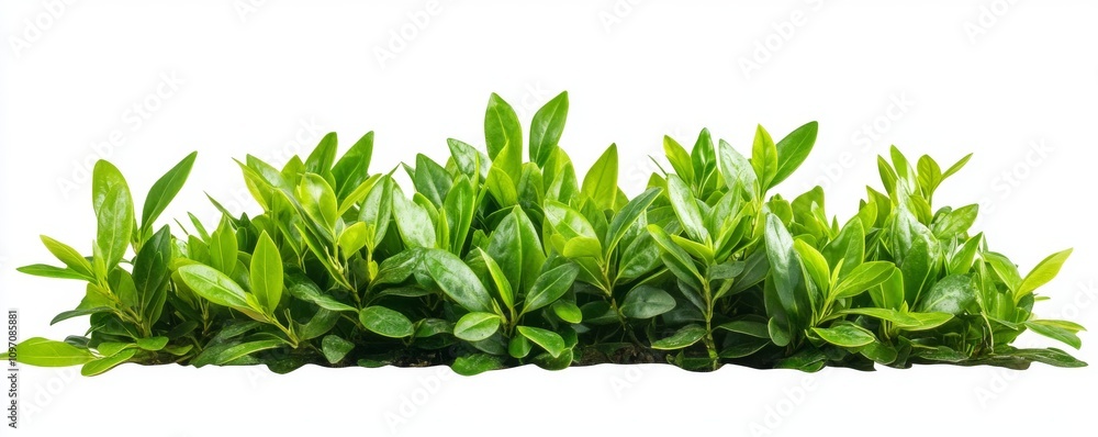 Obraz premium Lush green foliage with droplets, perfect for landscaping or decoration