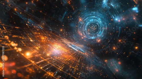 Hyperrealistic visualization of AIoperated quantum computers analyzing the waveparticle duality of light as a potential energy source for advanced Kardashev scale civilizations photo