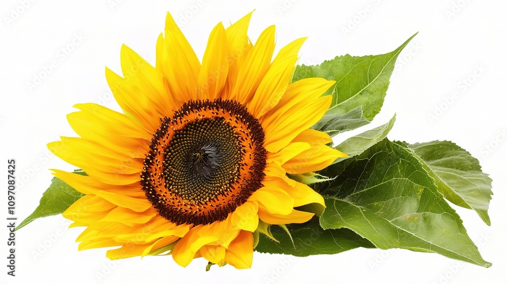 Fototapeta premium Bright Yellow Sunflower Isolated on a White Background