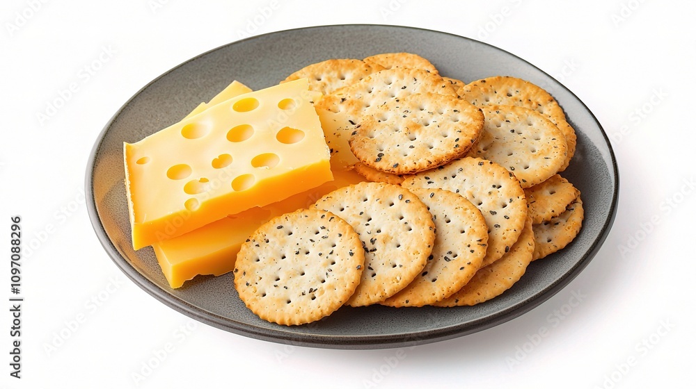 Plate of Cheese and Crackers for Gatherings and Snacking Plate of Cheese and Crackers for Gatherings and Snacking