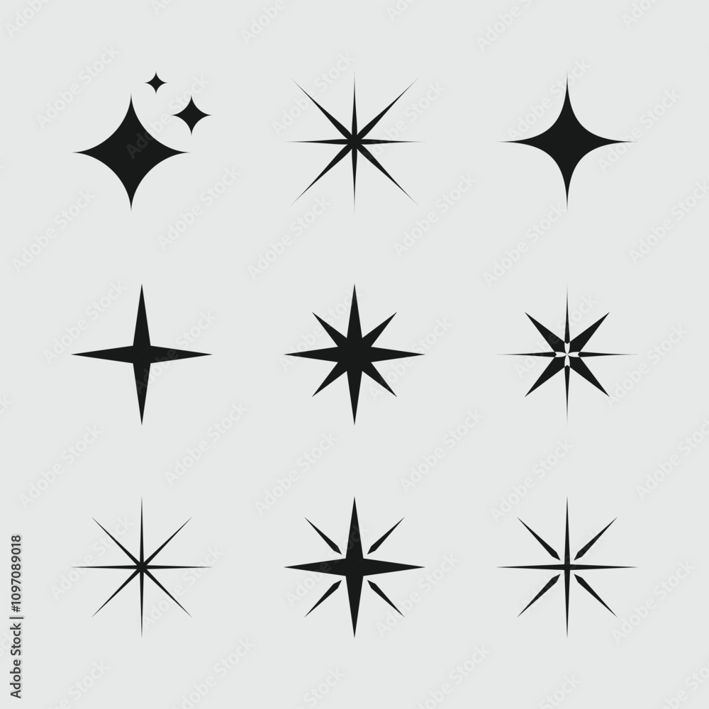 set of silhouette Christmas stars vector illustration set of silhouette Christmas stars vector illustration