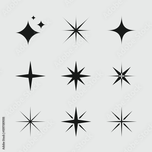 set of silhouette Christmas stars vector illustration