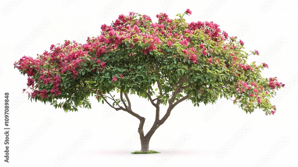Obraz premium Vibrant Bougainvillea Tree Isolated on White Background