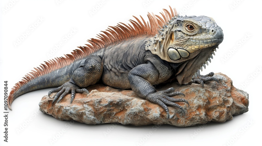 Obraz premium Lizard on rock with textured skin and vibrant colors