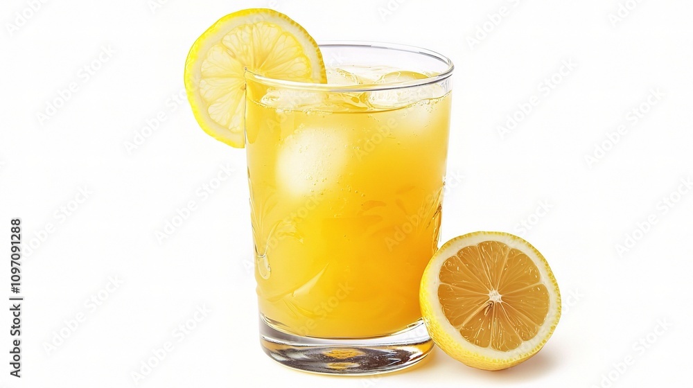 Refreshing Glass of Lemonade with a Lemon Slice on the Rim Refreshing Glass of Lemonade with a Lemon Slice on the Rim