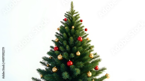 Christmas fir tree decoration top view isolated on white or transparent png vibrant