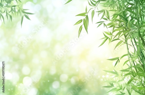 A serene bamboo background with soft light and bokeh effects, ideal for tranquil designs.