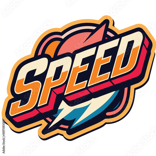 sticker design of SPEED white background