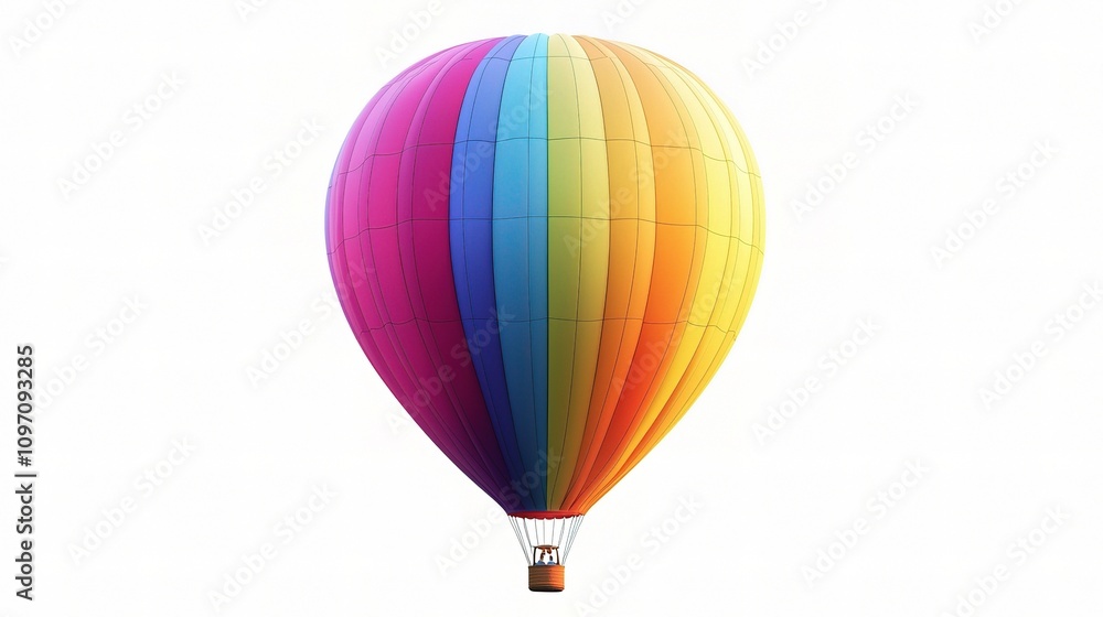 Fototapeta premium Vibrant Hot Air Balloon in Bright Colors Isolated on White Background