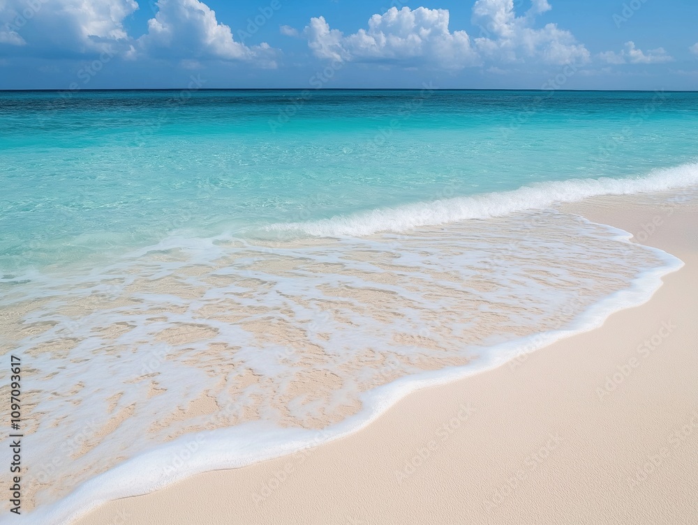 Relaxing waves on sandy beach tropical paradise nature clear skies aerial view serenity Relaxing waves on sandy beach tropical paradise nature clear skies aerial view serenity