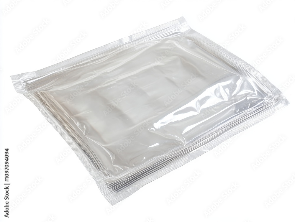 Transparent plastic packaging for single item, isolated on white Transparent plastic packaging for single item, isolated on white