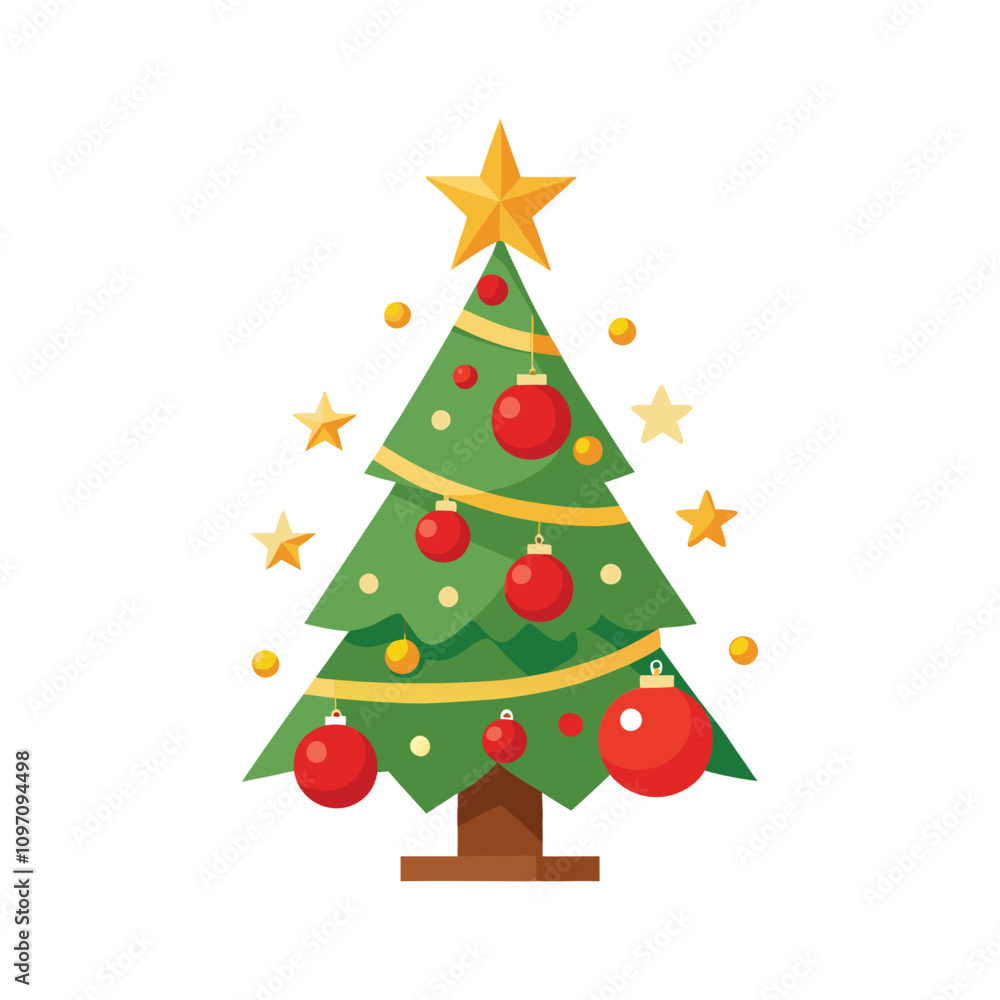 Christbaum Christmas Tree Vector - Elegant Decorative Design with Berries, Stars, and Festive Elements for Holiday Art Christbaum Christmas Tree Vector - Elegant Decorative Design with Berries, Stars, and Festive Elements for Holiday Art